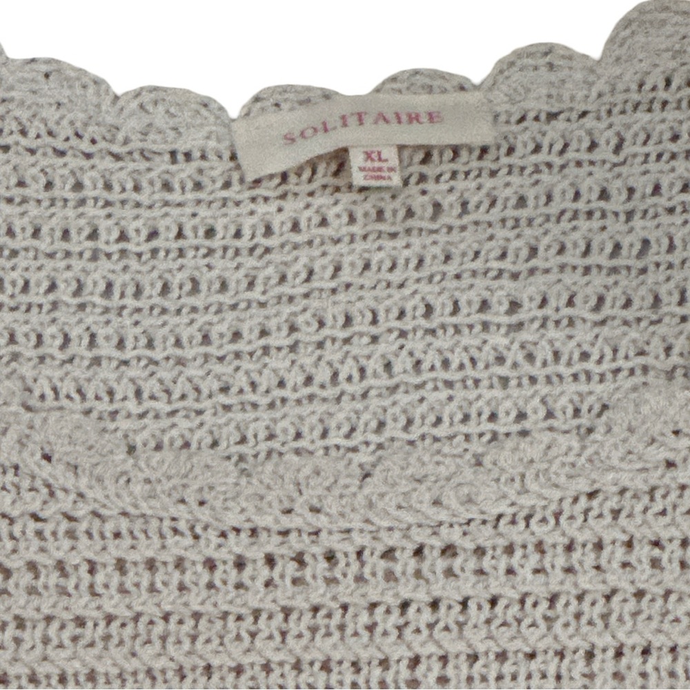 Solitaire Crochet Lace Top XL Boho Scalloped Hem Neutral - Picture 3 of 3